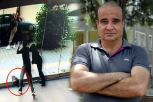 İzmir'in Konak il&ccedil;esine bağlı Hatay semtinde bulunan kafeteryanın cam balkonuna