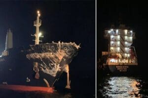 İstanbul Boğazı'nda iki gemi &ccedil;arpıştı, Kıyı Emniyet Genel M&uuml;d&uuml;rl&uuml;ğ&uuml; ekipleri