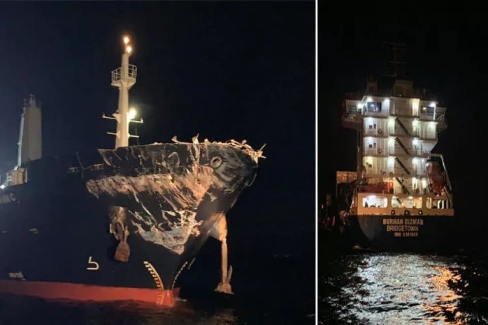İstanbul Boğazı'nda iki gemi &ccedil;arpıştı, Kıyı Emniyet Genel M&uuml;d&uuml;rl&uuml;ğ&uuml; ekipleri