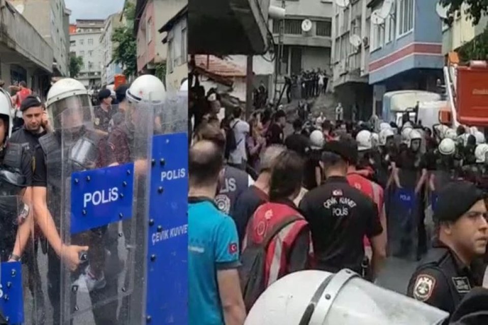 İstanbul Beyoğlu ilçesine bağlı Okmeydanı Fetihtepe'de kentsel dönüşüm için evlerin