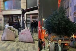 Beyoğlu İstiklal Caddesi'nde meydana gelen patlamanın ardından g&uuml;venlik tedbirleri kapsamında