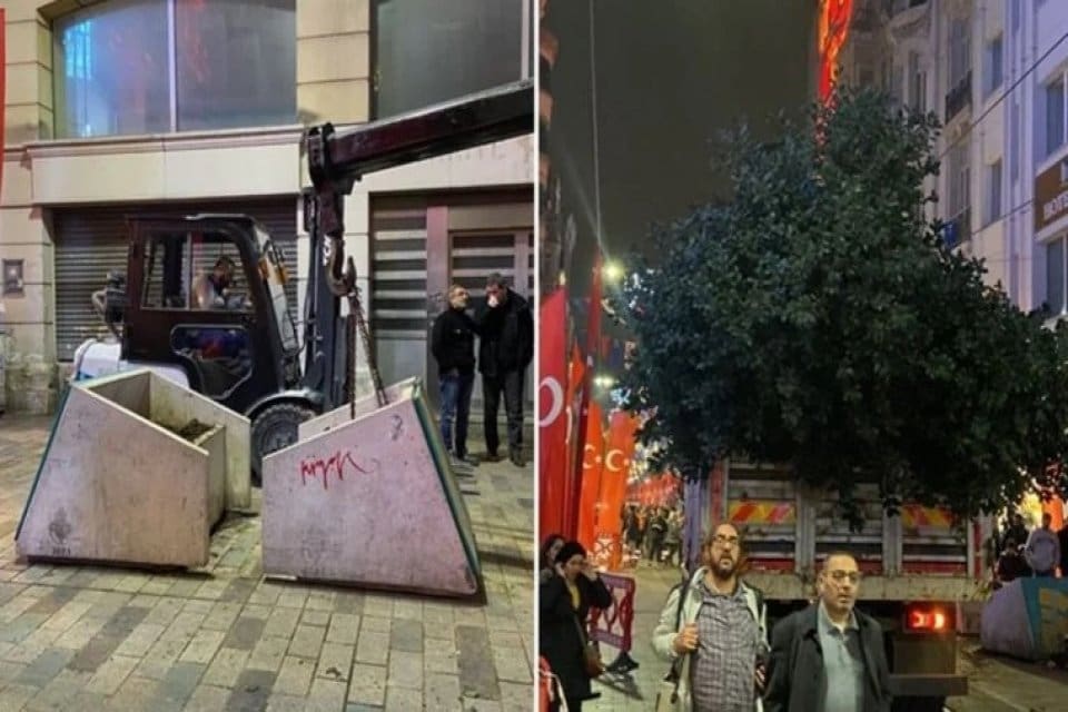 Beyoğlu İstiklal Caddesi'nde meydana gelen patlamanın ardından g&uuml;venlik tedbirleri kapsamında