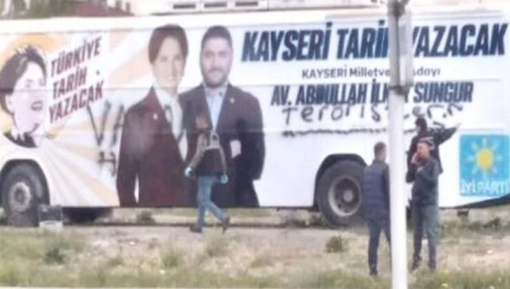 İYİ Parti’nin seçim otobüsüne çirkin saldırı