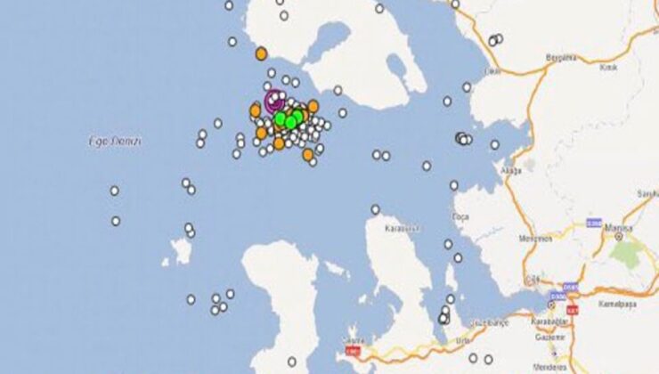 İzmir açıklarında son 1 saatte 47 deprem meydana geldi