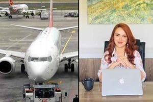 İzmir Adnan Menderes Havalimanı'nda,&nbsp;2'nci kattaki yolcu bekleme salonundan d&uuml;şen Beyza