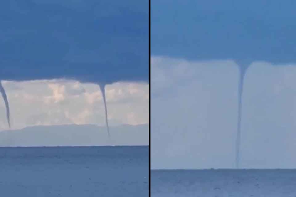 İzmir'in &Ccedil;eşme il&ccedil;esi a&ccedil;ıklarında aynı anda 8 hortum oluştu, o