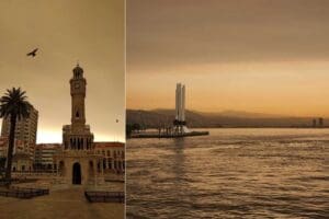 İzmir semalarında beliren kırmızı g&uuml;neş, pek &ccedil;ok kişiyi hayrete d&uuml;ş&uuml;rd&uuml;.