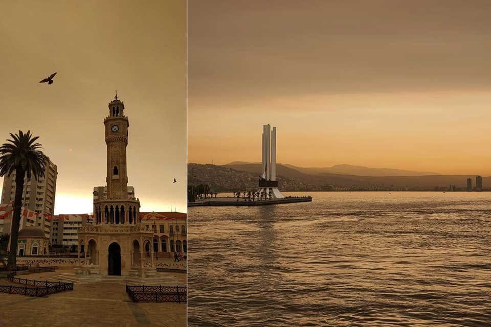 İzmir semalarında beliren kırmızı g&uuml;neş, pek &ccedil;ok kişiyi hayrete d&uuml;ş&uuml;rd&uuml;.