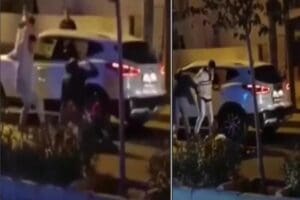 İzmir'in Bornova il&ccedil;esinde, 'yol verme' nedeniyle &ccedil;ıkan tartışmada başına kaldırım