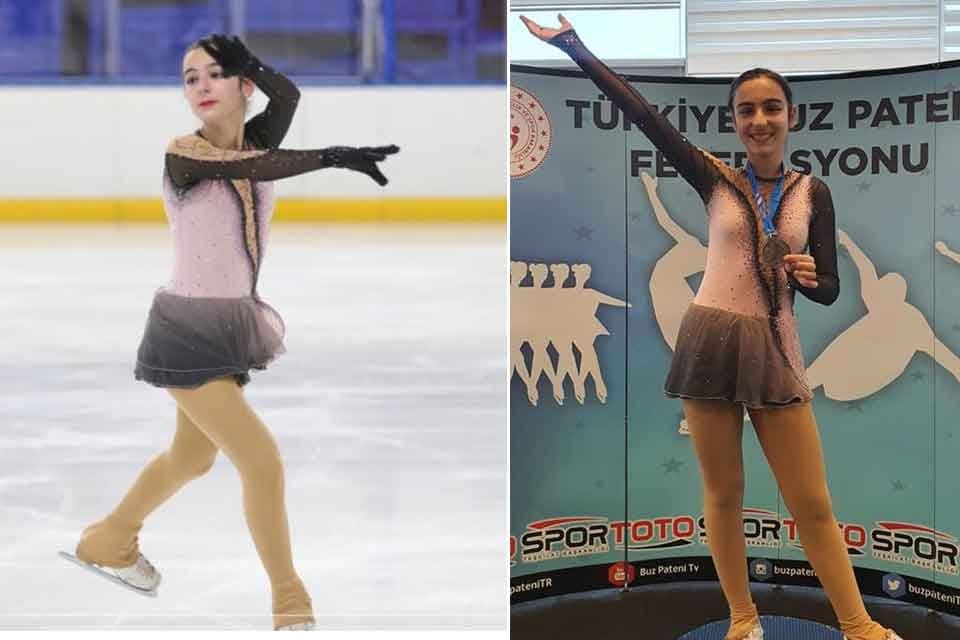 İzmirli buz pateni sporcusu Nehir Alan, Ankara'da d&uuml;zenlenen Artistik Buz