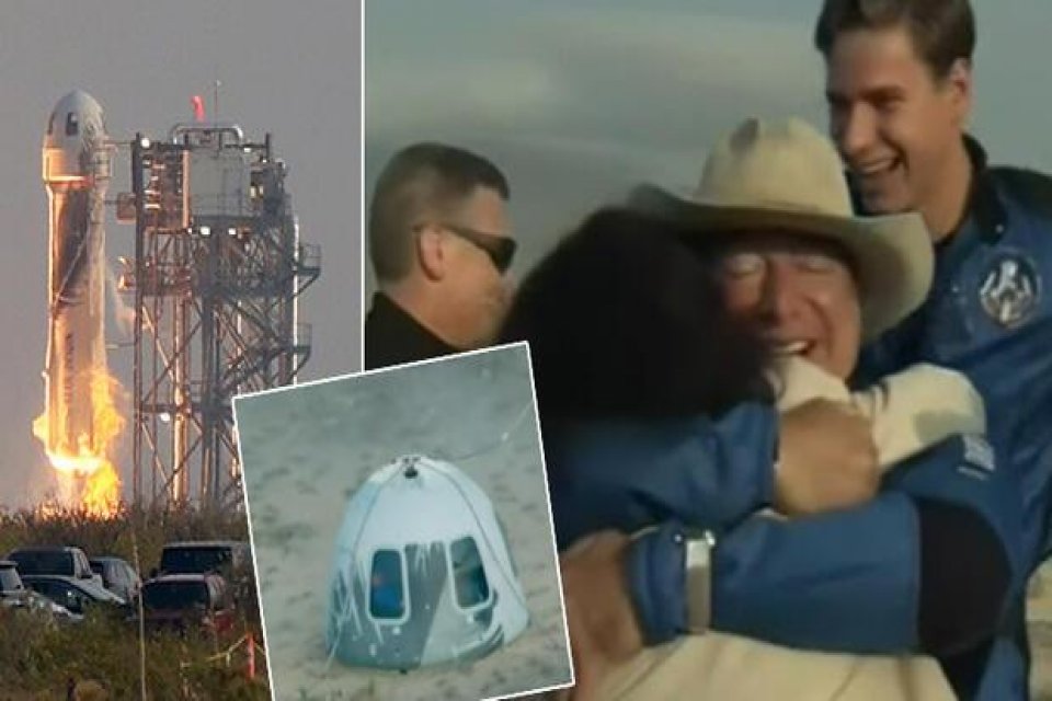 ABD'li milyarder Jeff Bezos&rsquo;la birlikte 4 kişiyi taşıyan, New Shepard