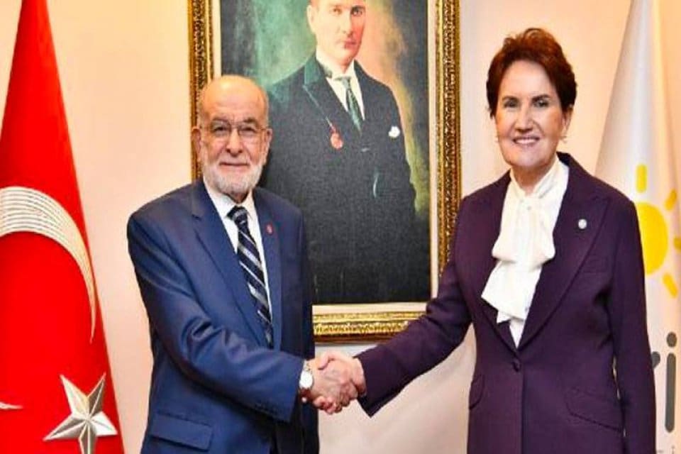 Saadet Partisi Genel Başkanı&nbsp;Temel Karamollaoğlu, İyi Parti Genel Başkanı&nbsp;Meral Akşener'i