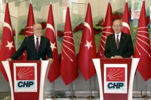 CHP Genel Başkanı Kılı&ccedil;daroğlu ile Saadet Partisi Genel Başkanı Karamollaoğlu