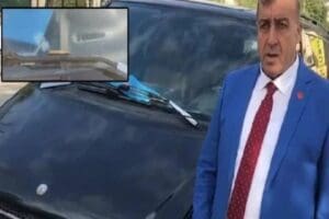 CHP İl Başkanlığı'na kayyum olarak atanan Ahmet Budak'ın minib&uuml;s&uuml;n&uuml;n &ouml;n