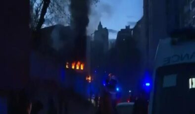 Kiev'de büyük patlama! Şehrin tam kalbi vuruldu