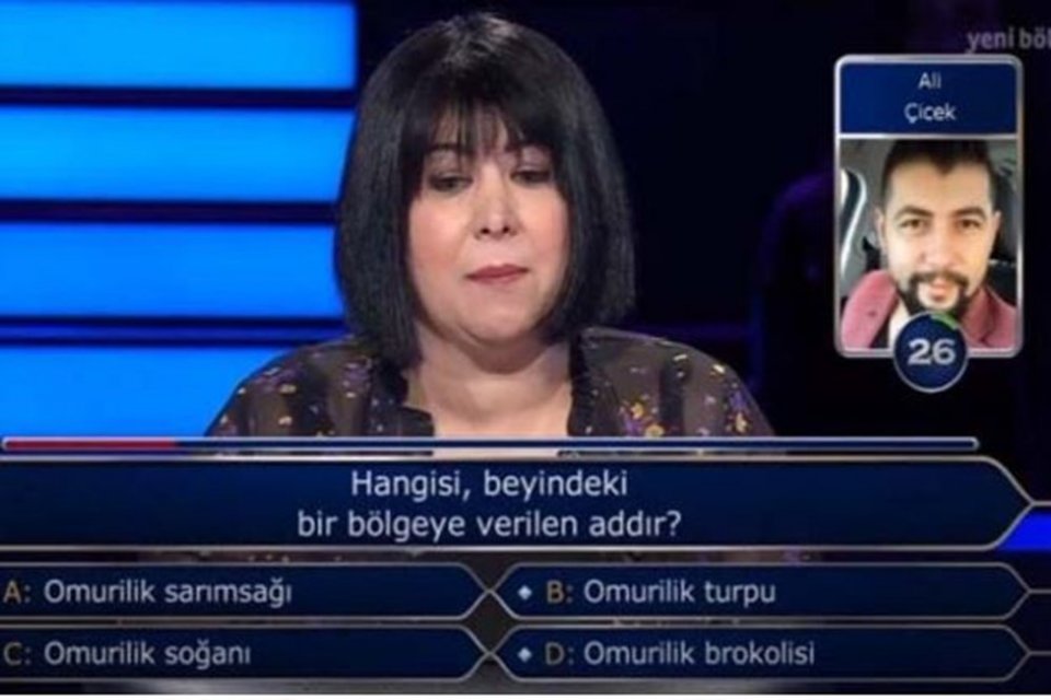 Kim Milyoner Olmak İster'in yayınlanan son b&ouml;l&uuml;m&uuml;ne şıklarından biri Omurilik