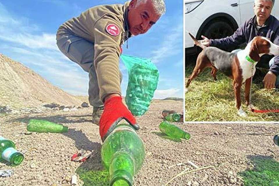 Şenol Yurttaş sabah yürüyüşünde köpeği cam parçasına basarak yaralanınca doğadaki