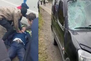 Ordu'da, başıboş k&ouml;peklerden ka&ccedil;arken hafif ticari aracın &ccedil;arptığı belediye temizlik