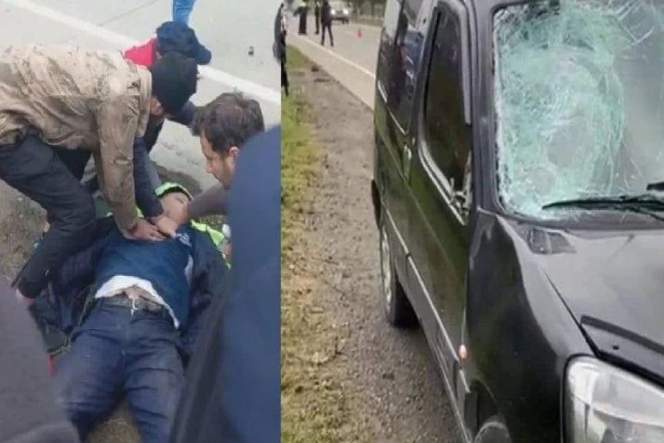 Ordu'da, başıboş k&ouml;peklerden ka&ccedil;arken hafif ticari aracın &ccedil;arptığı belediye temizlik