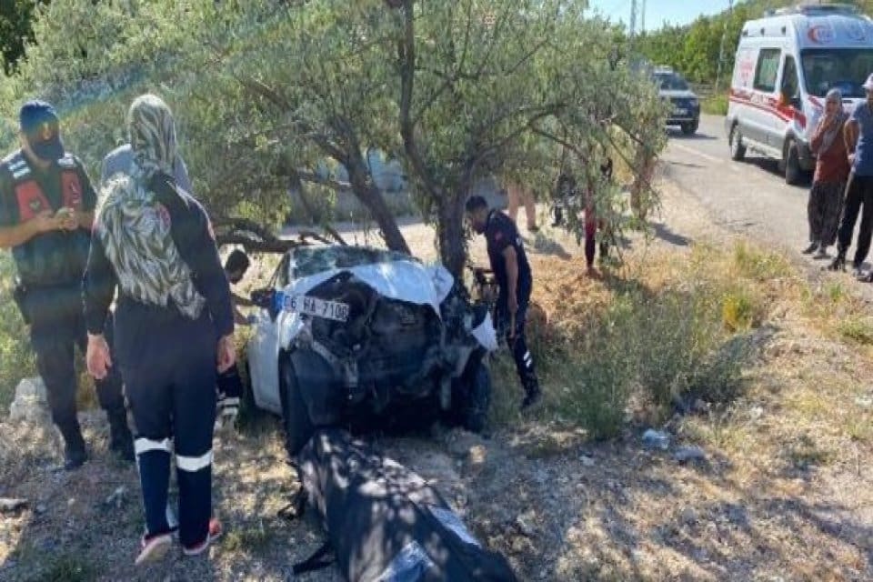 Malatya'nın Darende il&ccedil;esinde bir otomobil &uuml;st ge&ccedil;idin ayağına &ccedil;arptı. Kazada