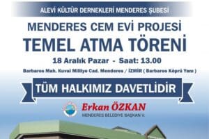 Menderes&rsquo;te 20 yıldır beklenen Cemevi&rsquo;nin temeli Pazar g&uuml;n&uuml; ger&ccedil;ekleşecek t&ouml;renle