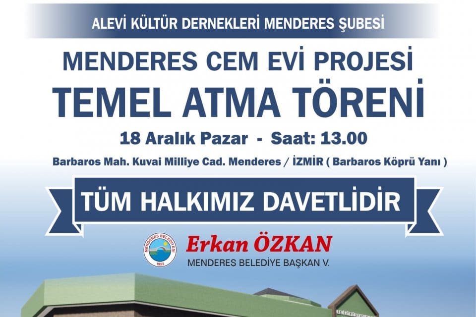 Menderes&rsquo;te 20 yıldır beklenen Cemevi&rsquo;nin temeli Pazar g&uuml;n&uuml; ger&ccedil;ekleşecek t&ouml;renle
