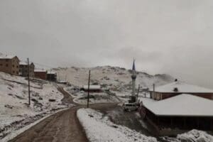 Erzurum ve Rize'nin y&uuml;ksek kesimlerine mevsimin ilk karı yağdı. Kar