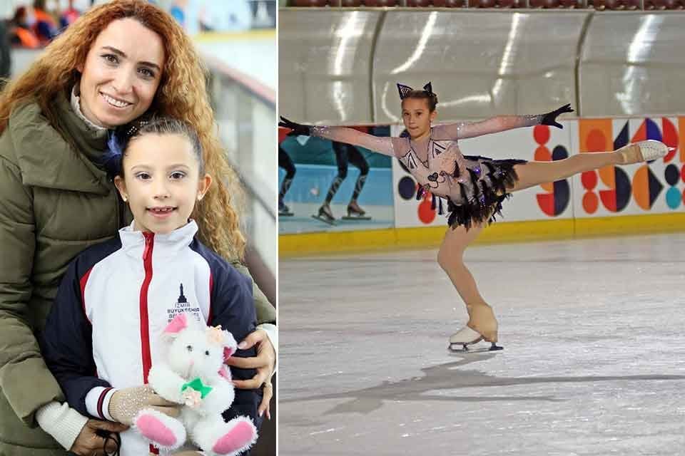 İzmir B&uuml;y&uuml;kşehir Belediyesi&rsquo;nin başarılı buz pateni sporcusu 9 yaşındaki Doğa