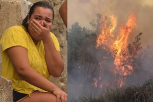 Muğla'nın Milas ilçesinde ormanlık alanda çıkan yangında alevler Bodrum ilçesinin