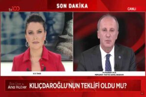 Memleket Partisi Genel Başkanı ve cumhurbaşkanı adayı Muharrem İnce, TV100'de