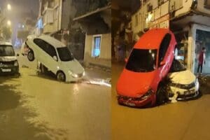 Antalya'nın Kumluca ve Finike il&ccedil;elerinde akşam saatlerinde etkisini artıran yağmur,