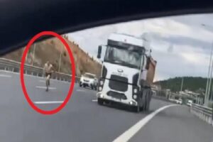 Kuzey Marmara Otoyolu'nda bir kişi yarı çıplak halde koştu. Yarı