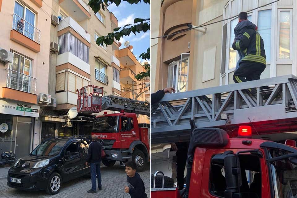 Manisa'nın Turgutlu il&ccedil;esinde, 7 yaşındaki bir &ccedil;ocuk, 3 katlı apartmanın