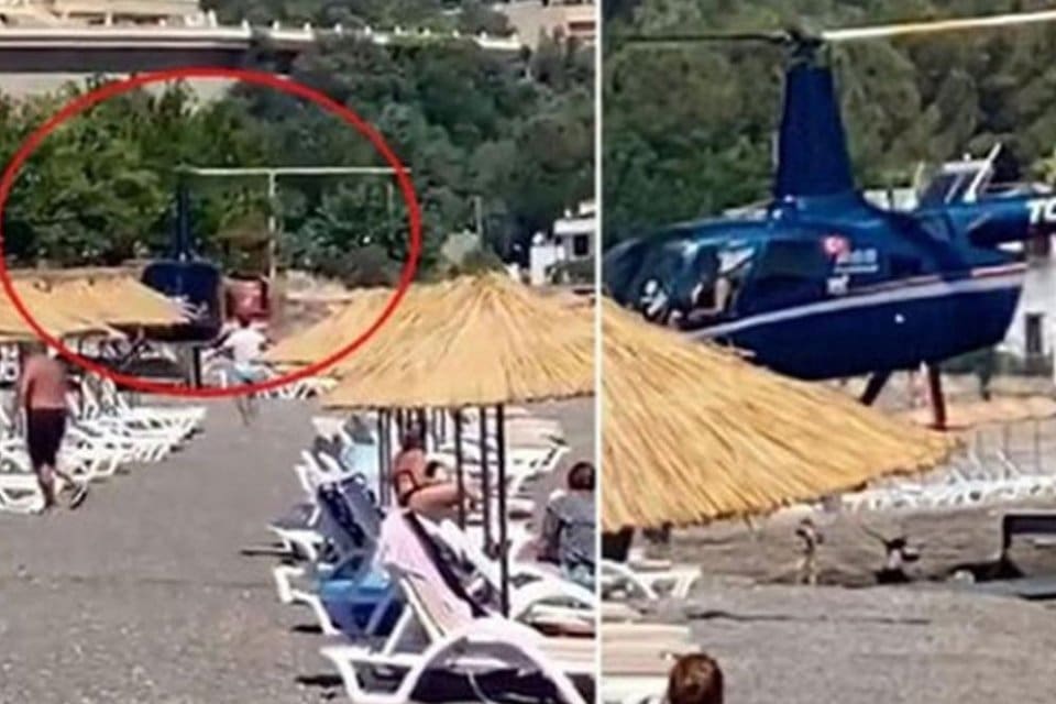 VAV Teknoloji&rsquo;ye ait olan bir helikopter Marmaris Kumlub&uuml;k Koyu&rsquo;na inerek