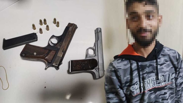 Polisin dikkati yakaladı… 2 tabanca ile 13 mermi bulundu