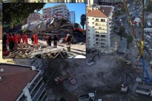 İzmir depreminde yıkılan ve 36 kişinin &ouml;ld&uuml;ğ&uuml; Rıza Bey Apartmanı