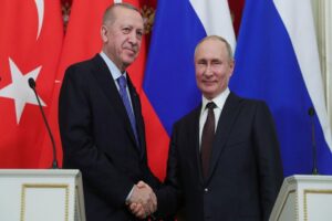 Kremlin S&ouml;zc&uuml;s&uuml; Dmitriy Peskov, T&uuml;rkiye Cumhurbaşkanı Recep Tayyip Erdoğan ile