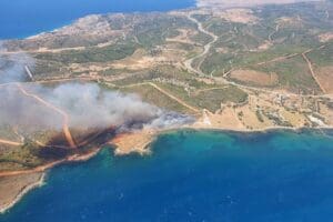 İZMİR'in Seferihisar il&ccedil;esinde orman yangını &ccedil;ıktı. İzmir'in Seferihisar il&ccedil;esi Beyler
