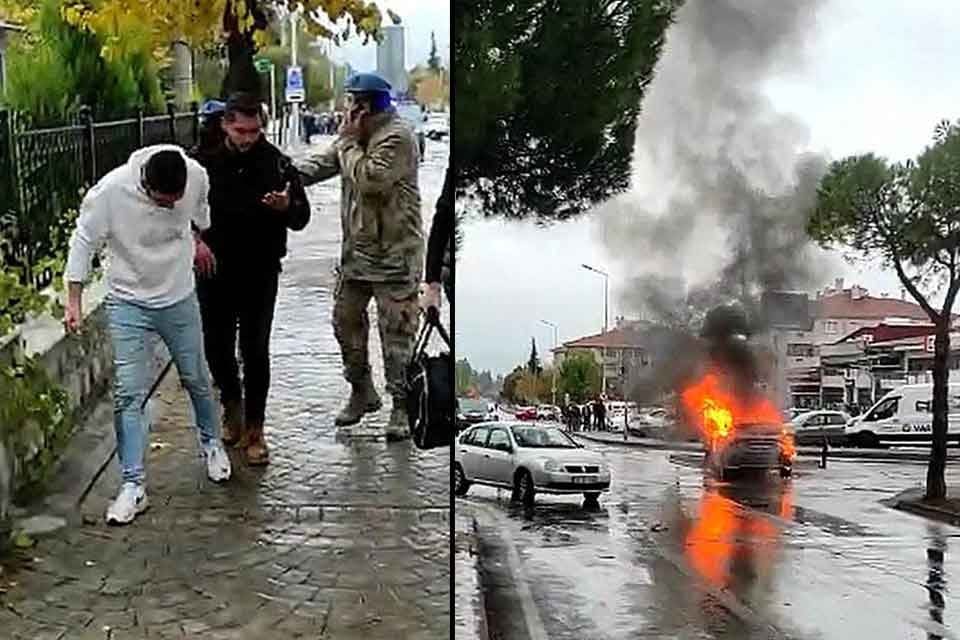 Muğla'nın Menteşe il&ccedil;esinde, seyir halindeki&nbsp;otomobilde &ccedil;ıkan yangın, itfaiye ekiplerince s&ouml;nd&uuml;r&uuml;ld&uuml;.