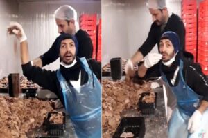 Kırklareli'nin Pınarhisar ilçesindeki bir et entegre tesisinde çekilen ve sosyal