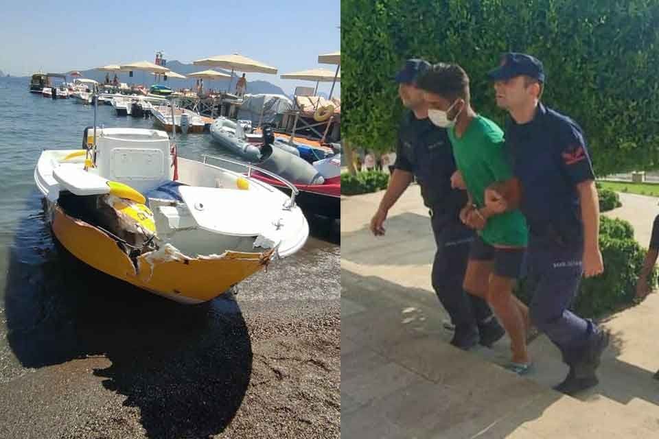 Muğla'nın Marmaris il&ccedil;esinde, tekne dolmuş ile su sporları işletmesine ait