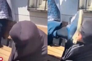 Gaziantep'te &ccedil;ocuk hırsızı sandıkları yaşlı kadını tartaklayan ve tekme atan