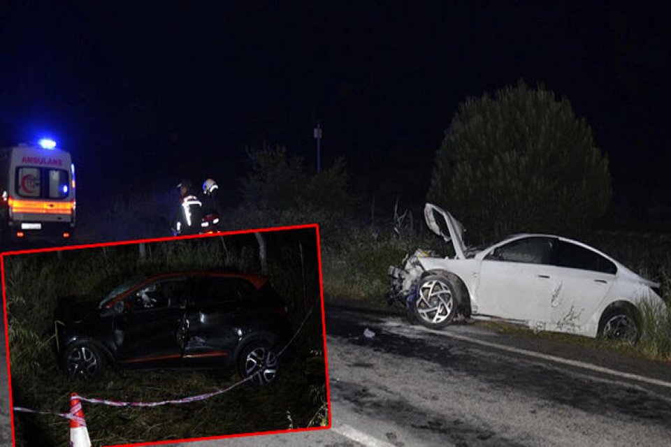 Aydın'ın Germencik il&ccedil;esinde, s&uuml;r&uuml;c&uuml;s&uuml;n&uuml;n ters y&ouml;ne girdiği otomobil, karşı y&ouml;nden