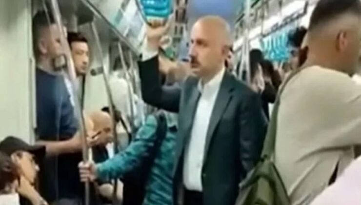 Ulaştırma Bakanı Karaismailoğlu Marmaray'a bindi,  bakanın yolculuk anları sosyal medyayı salladı
