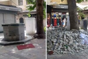 İZMİR'in Tarihi Kemeraltı &Ccedil;arşısı'nda d&uuml;n gece kimliği belirsiz kişiler tarafından
