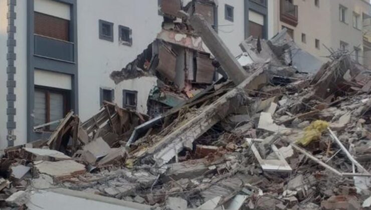 Karşıyaka'da felaketten dönüldü! Yıkımı yapılan hasarlı bina sağlam binanın üzerine çöktü