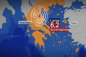 AFAD'da yer alan bilgiyere g&ouml;re, Yunanistan'ın Larisa kentinde saat 13.16'da