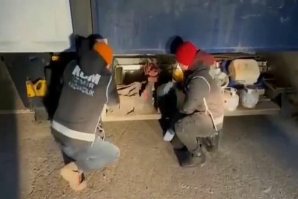 İzmir'in Bal&ccedil;ova il&ccedil;esinde durdurulan TIR'da yapılan aramada, yurt dışına ka&ccedil;ırılmaya
