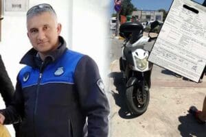 İzmir'in Urla Belediyesi Zabıta M&uuml;d&uuml;rl&uuml;ğ&uuml;'nde g&ouml;revli Erkut &Ouml;zkocabıyık, motosikletini yaya