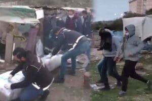 İZMİR'in Karabağlar il&ccedil;esinde yapılan &lsquo;torbacı&rsquo; operasyonunda, 220 kilo esrar, 1
